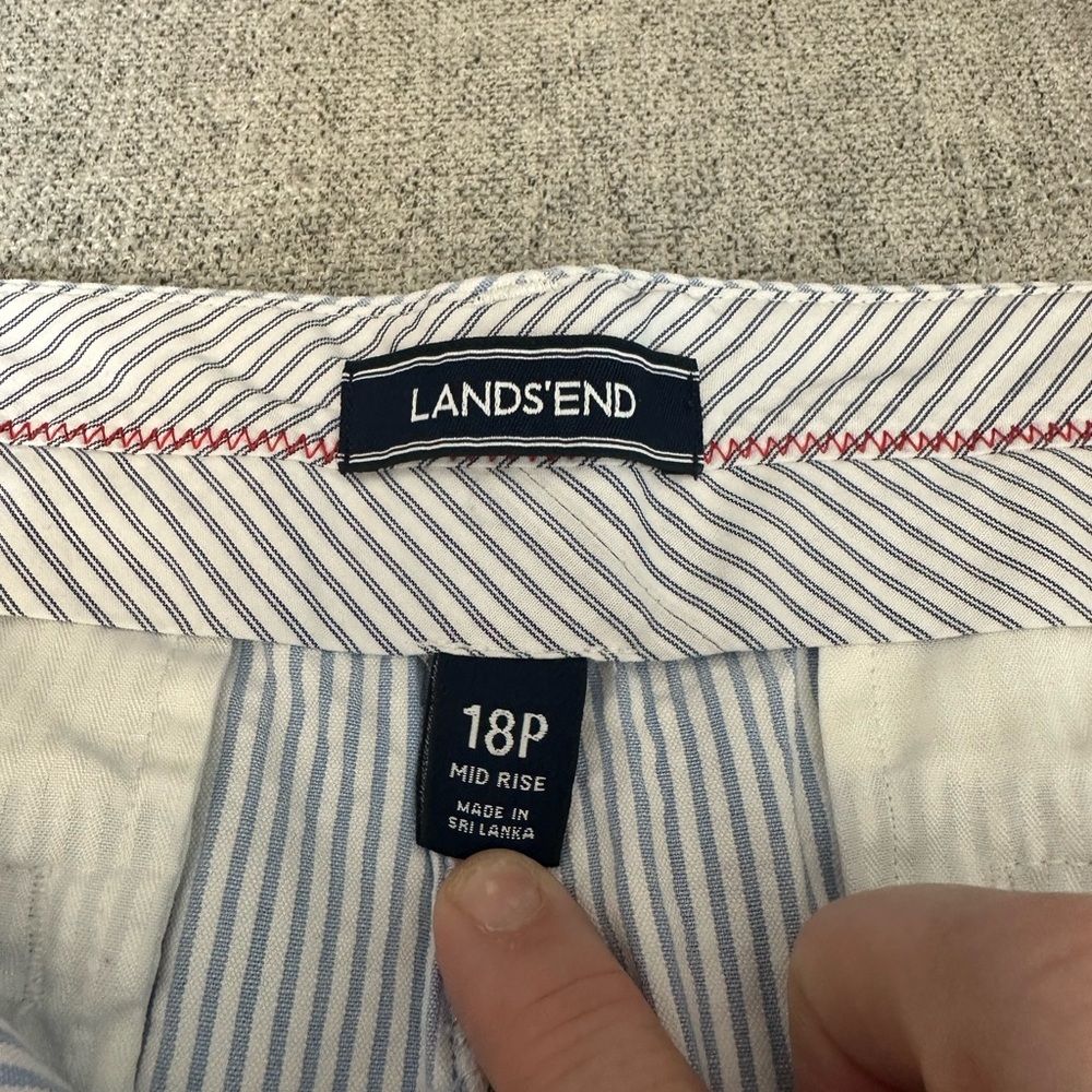 Lands End blue and white striped shorts